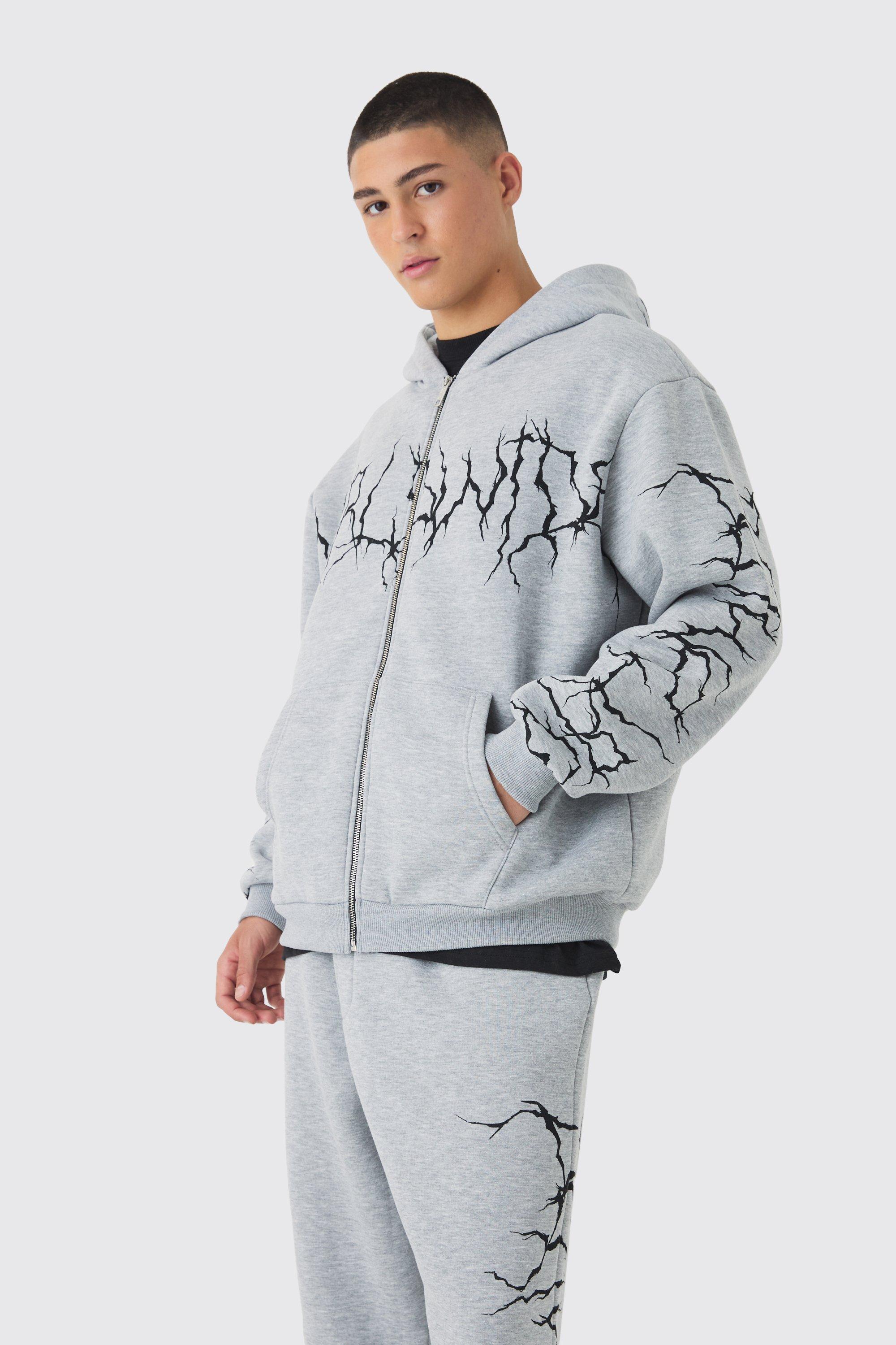 Grey hooded tracksuit clearance